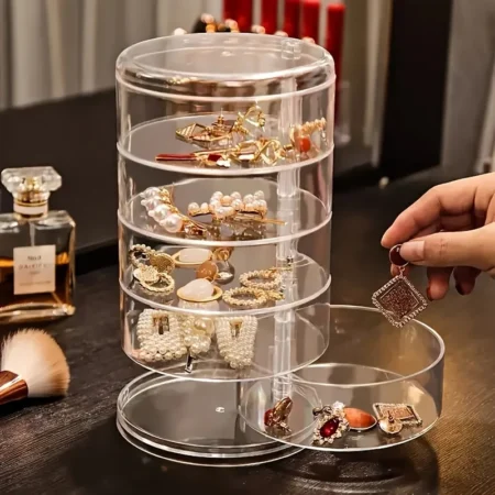 Rotatable Jewelry Cosmetics Storage Box