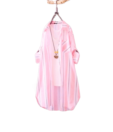 2024 Women's Two-Tone Striped Shirt – Elegant Loose Fit Casual Blouse for Chic Commuter Style