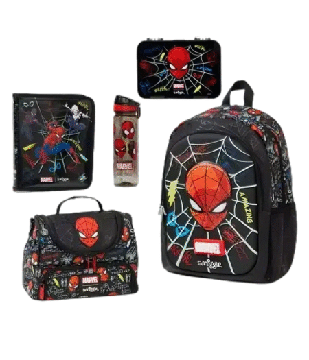 Smiggle Marvel Spider-Man School Set – Backpack, Lunch Bag, Wallet & Stationery Gifts for Kids