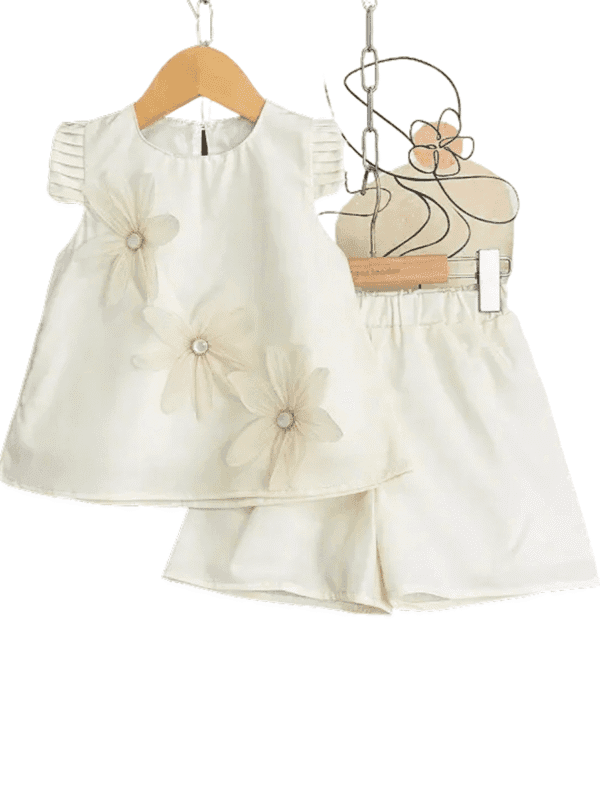 Bear Leader Girls’ Summer Set – 3D Flower Vest & Shorts 2-Piece Outfit