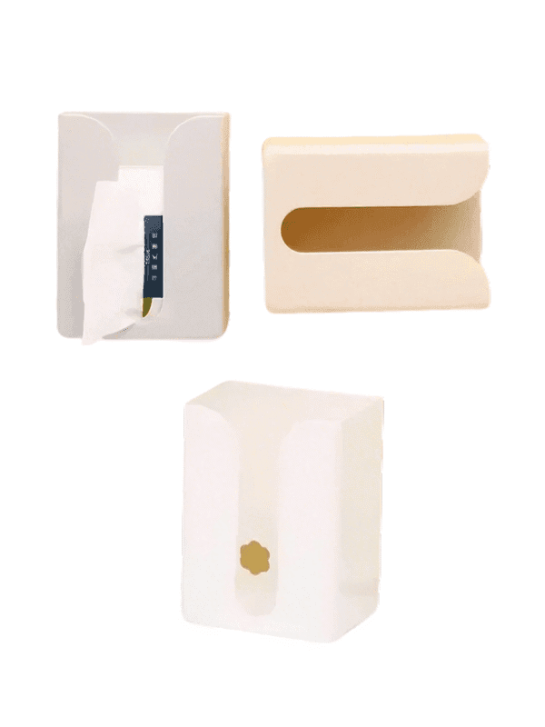 علبة مناديل حائطية - حامل مناديل ورقية مقاوم للماء بدون ثقب ومنظم