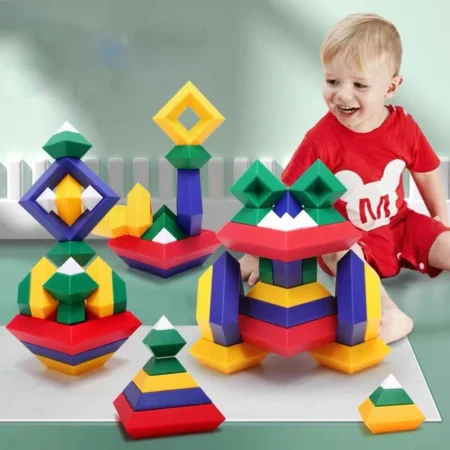 Kids 3D Geometry Construction Set – Pyramid Building Blocks, Montessori STEM Space Game, Educational Toy for Boys & Girls - Image 2