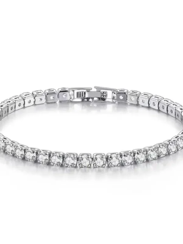 سوار تنس مويسانيتي حقيقي 3 مم D VVS - فضة إسترلينية صلبة S925، بريق مُختبر بالألماس، هدية زفاف فاخرة