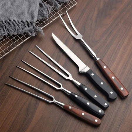 Stainless Steel BBQ Fork – Portable Grill Tool for Outdoor Cooking & Camping