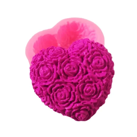 Lovely Heart Rose Flower Silicone Soap Mold DIY Fondant Cake - Image 2