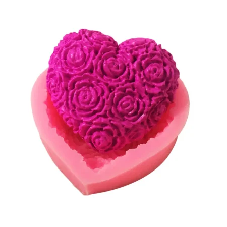 Lovely Heart Rose Flower Silicone Soap Mold DIY Fondant Cake - Image 3