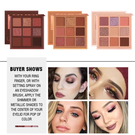 9-Color Eyeshadow Palette – Matte & Glitter Nude Shades, Long-Lasting Eye Makeup Set - Image 6
