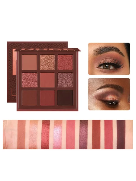9-Color Eyeshadow Palette – Matte & Glitter Nude Shades, Long-Lasting Eye Makeup Set - Image 4