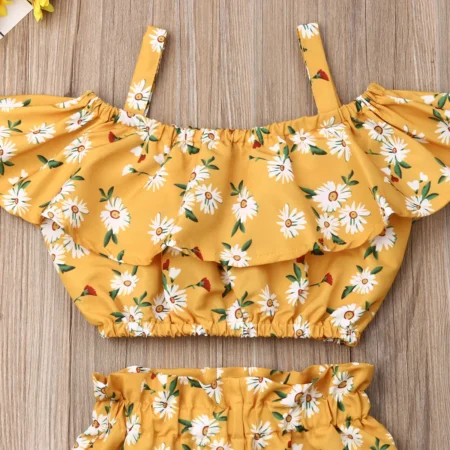 Flower Strap Crop Top + Elastic Band Shorts 1-6T - Image 5