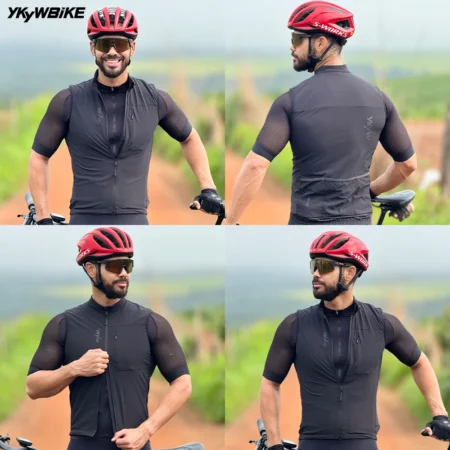 YKYWBIKE Men Cycling Gelit Thermal Fleece Bicycle Windbreaker - Image 2