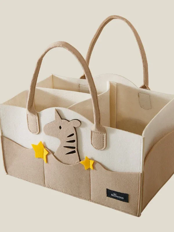Felt Diaper Caddy Organizer – Portable Baby Storage Tote with Pockets | Mummy Bag for Nappies, Bottles & Essentials