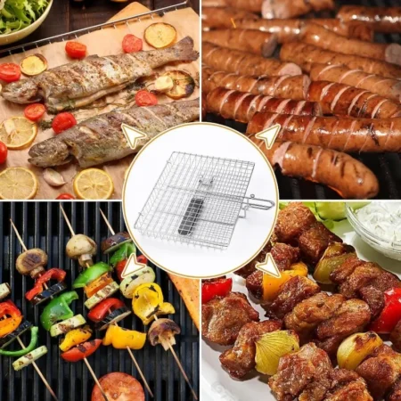 Stainless Steel Folding Grill Basket – Large BBQ Rack for Fish & Camping - Image 3
