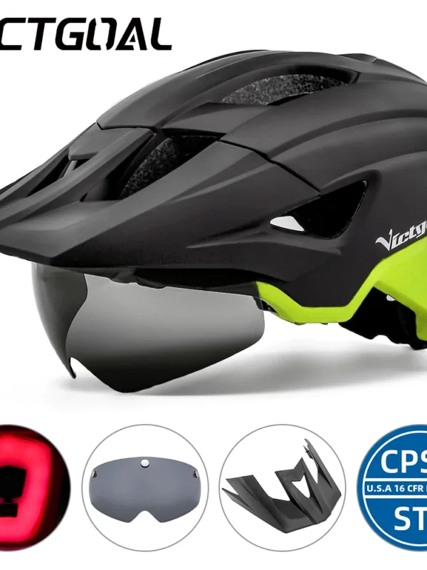خوذة دراجة VICTGOAL LED مع واقي شمس