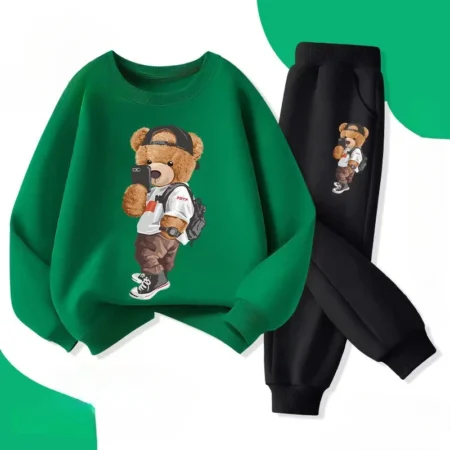 Children Bear Printed T-shirts and Pants