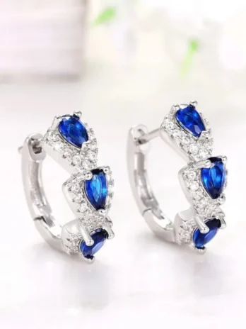925 Sterling Silver Blue Zirco...