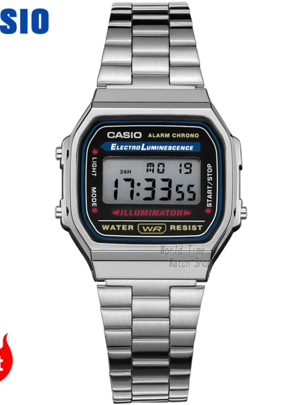 Casio Men's Silver LED Digital Watch Set – Luxury Waterproof Quartz Military Sport Wristwatch