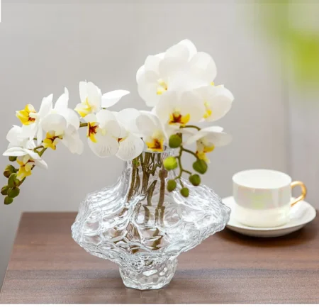 ⁦Nordic Frosted Glass Vase – Minimalist Modern Home Flower Decoration⁩ - الصورة ⁦3⁩