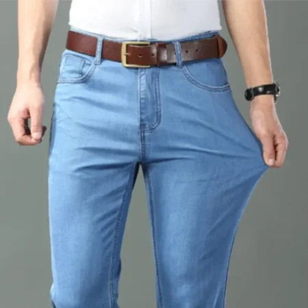 New Ice Silk Thin Denim Jeans For Men