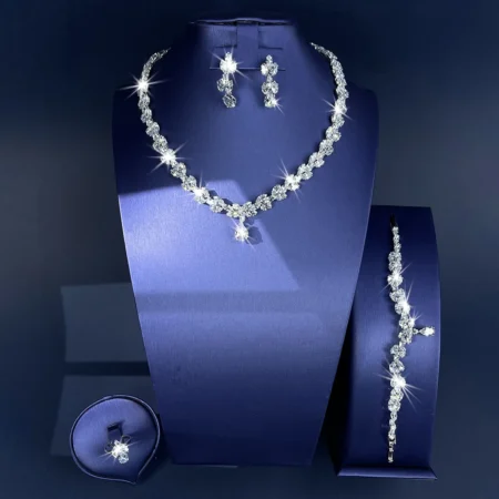5pcs/set gorgeous tassel copper bottom full zircon jewelry set, cubic zirconia female engagement party prom jewelry eid al-Adha - Image 3
