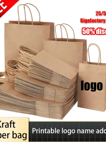 10/25/50 Pcs Kraft Paper Gift ...