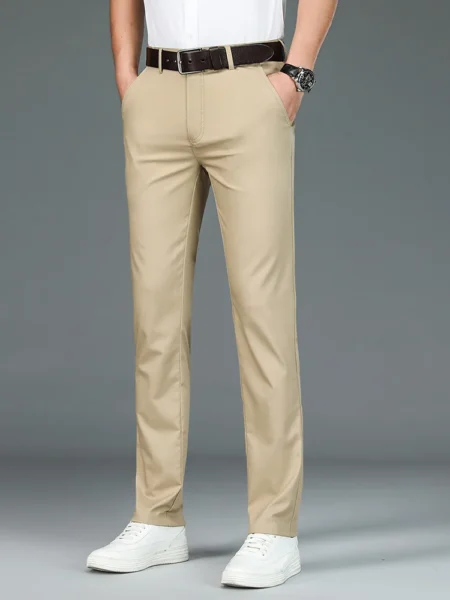 High Quality Luxury Straight Business Suit Pants Men Bamboo Fiber Designer Spring Summer Elegant Casual Long Formal Trouser Male - Image 3