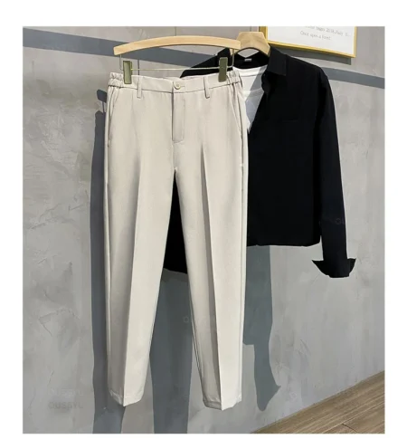 2025 Spring-Summer Men's Slim Fit Casual Trousers – Elastic Waist Business Joggers (Plus Sizes 40–42)