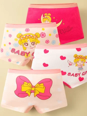 4-Pack Girls’ Cotton Box...