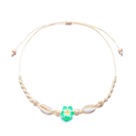 Bohemian Shell Flower Pendant Choker – Hand-Woven Rope Necklace for Women - Image 2