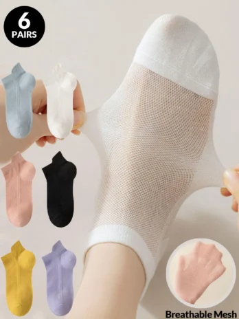 6 Pairs Women’s Low-Cut Mesh...