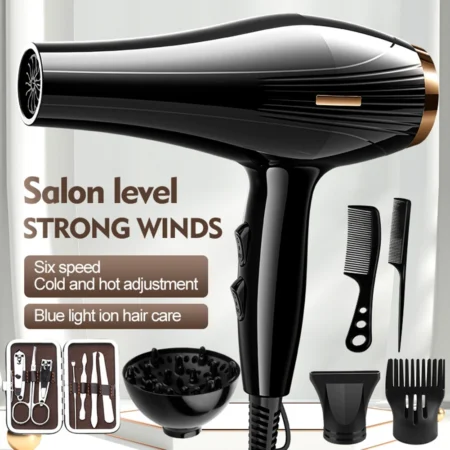 6 In 1 High-Powered Low Noise Hair Dryer Powerful Fast Dry