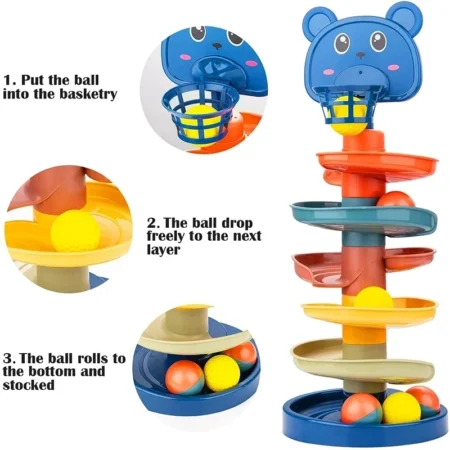 ⁦Montessori Rolling Ball Tower – Educational Stacking Toy for Babies & Toddlers⁩ - الصورة ⁦5⁩
