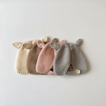 Baby Rabbit Ear Knitted Hat | Cute Wool Beanie for Boys & Girls (0–2 Years) - Image 2