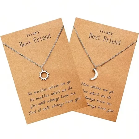 2PCS Stainless Steel Sun & Moon Necklaces – Best Friend Friendship Jewelry Set