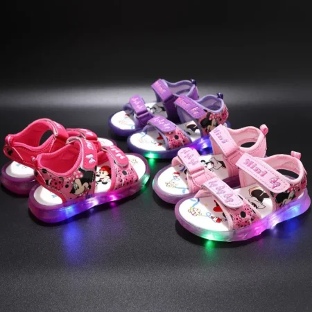 Disney Mickey/Minnie LED Sandals – Light-Up Princess Shoes for Kids - Image 2