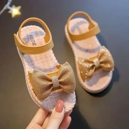 2024 Girls’ Summer Sandals – Princess Style Bow Tie Kids Shoes, Non-Slip Casual Beach Footwear - Image 3