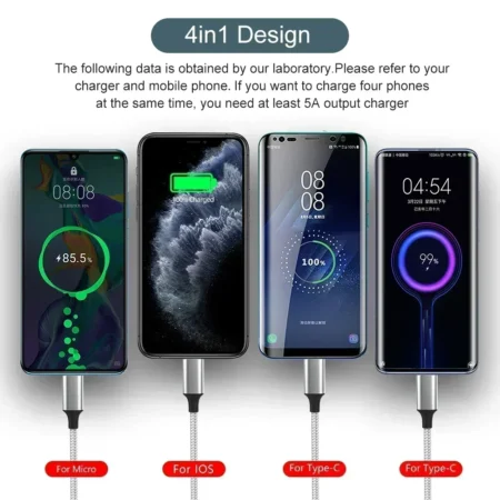 4-in-1 Multi Charging Cable – USB Fast Charger for iPhone & Android - Image 2