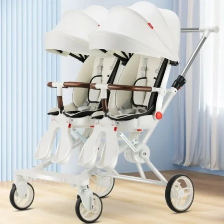 ⁦Foldable Twin Baby Stroller – Double Portable Infant Carriage with 4 Wheels⁩ - الصورة ⁦2⁩