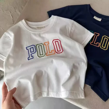 2025 Kids’ Korean Style Cotton T-Shirt | Trendy Letter Print Casual Tee for Girls
