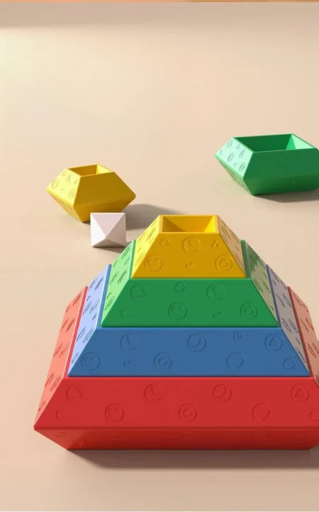 ⁦16PCS Pyramid Puzzle Building Blocks – Brain Teaser Stacking Toy for Kids, Magic Tower Assembly Game for Intellectual Development⁩ - الصورة ⁦5⁩