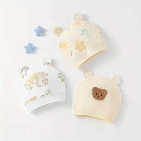 Autumn Winter Baby Cotton Hat | Cute Ear-Shaped Cap for Newborns (0–3 Months)