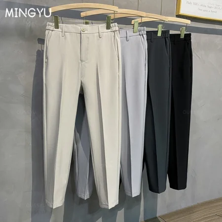 2025 Spring-Summer Men's Slim Fit Casual Trousers – Elastic Waist Business Joggers (Plus Sizes 40–42) - Image 2