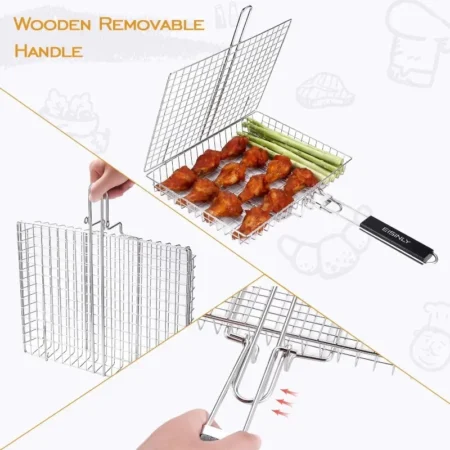 Stainless Steel Folding Grill Basket – Large BBQ Rack for Fish & Camping - Image 5