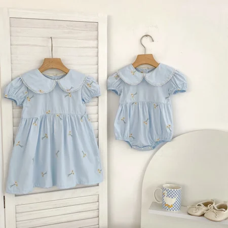 ⁦Summer Toddler Princess Dress – Embroidered Flower & Flying Sleeves for Girls 1-6 Years⁩ - الصورة ⁦6⁩