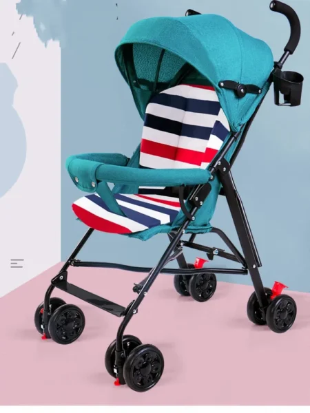 Foldable Infant Cart with 360° Wheels, Adjustable Backrest, Canopy & Storage Basket - Image 4