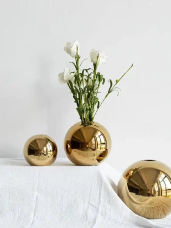 Golden Plated Ceramic Ball Vas...
