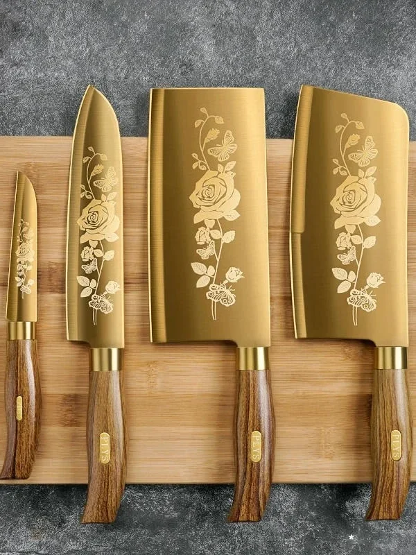 Rose titanium gold knife