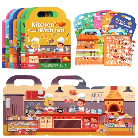 Kids DIY Reusable Bubble Sticker Book – Portable Quiet Activity Toy