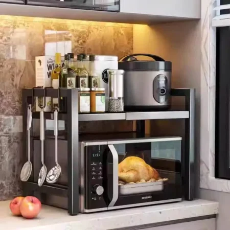 Carbon Retractable Kitchen Shelf Microwave