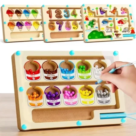 Montessori Magnetic Maze Board – Color Sorting & Bead Game for Kids