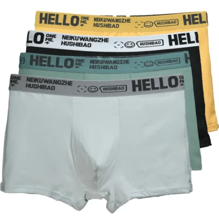 4Pcs Men's Boxer Underwear Solid Color